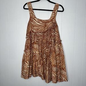 Moon River Women’s Ruffled Mini Dress Boho Beach Orange Size Medium